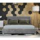 Łóżko tapicerowane szare z zagłówkiem i schowkiem na pościel 160x200