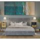 Łóżko sypialniane tapicerowane 140 cm szare