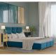Turkusowe łóżko tapicerowane do dużej sypialni 160 cm