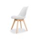 Białe krzesło do kuchni skandynawskie z drewnianymi nogami skandynawskie