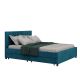 Łóżko do sypialni welurowe z szufladami 160x200 kolor morski