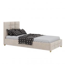Łóżko z oparciem tapicerowanym 90x200 beżowe