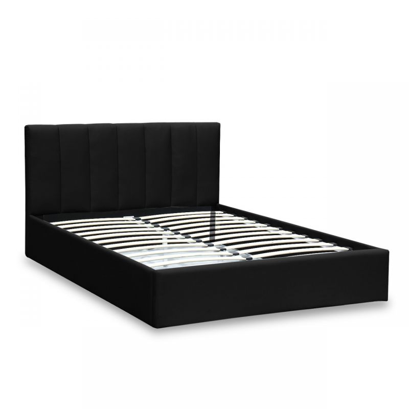 Czarne łóżko podwójne 140x200 ekoskóra