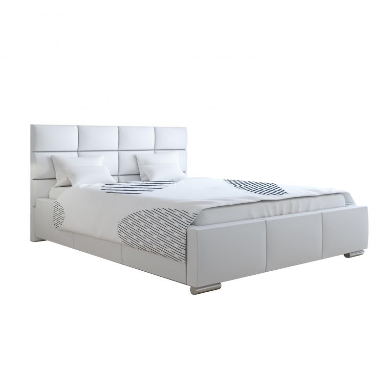 Duże łoże sypialniane 200x200 biała ekoskóra