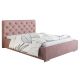 Różowe łóżko tapicerowane z pojemnikiem 120x200