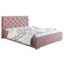 Różowe łóżko tapicerowane z pojemnikiem 120x200