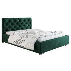 Zielone łóżko do sypialni 140x200 ze schowkiem
