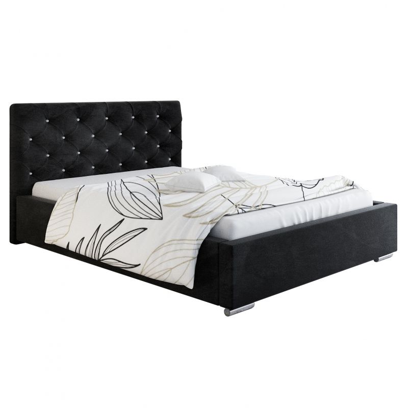 Czarne łóżko 120/200 z tapicerowanym oparciem