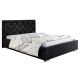Czarne łóżko z wezgłowiem tapicerowanym