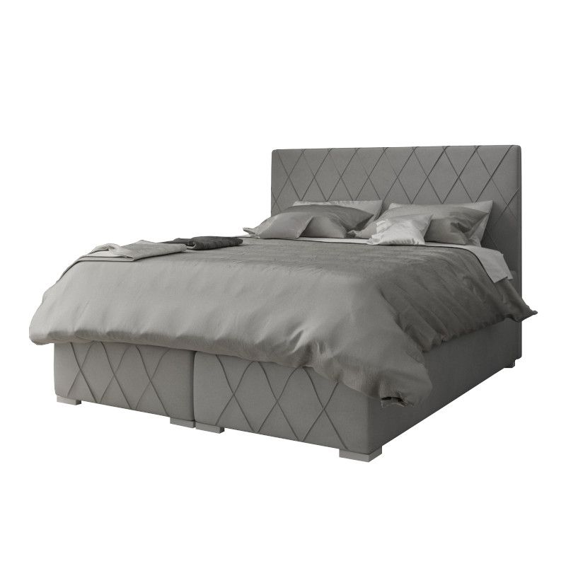 Szare dwuosobowe łóżko z materacem 160x200