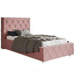 Różowe łóżko tapicerowane 90x200